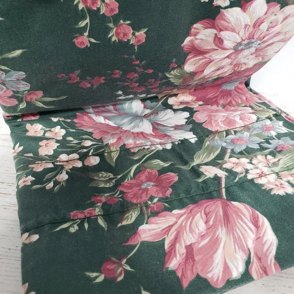 Croscill Granada Green & Pink Floral Valance Curtain  with Rod Pocket  88